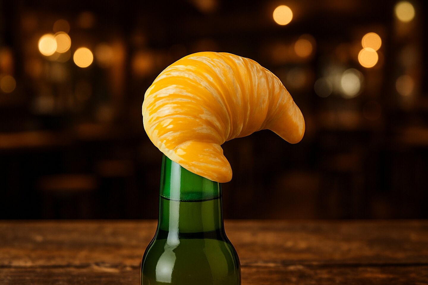 Flesopener in de vorm van een croissant